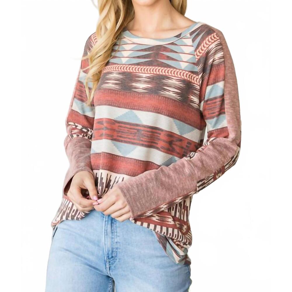 NEW HEIMISH USA patterned long sleeve top in aztec